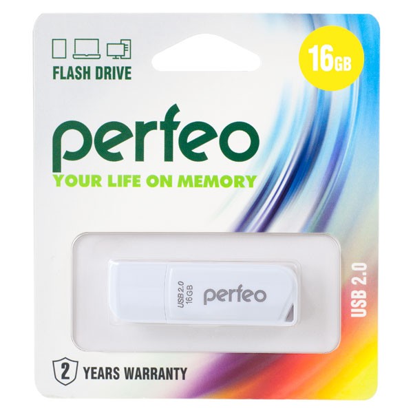 USB Flash PERFEO PF-C10W016 USB 16GB белый BL1