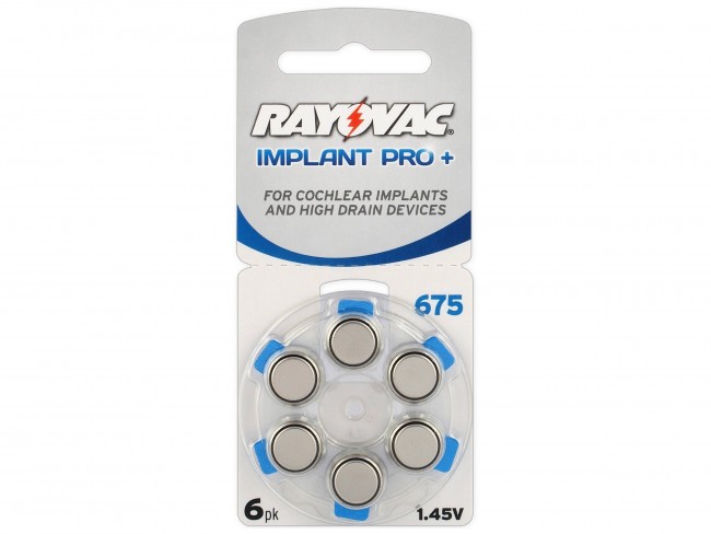 Батарейка RAYOVAC IMPLANT PRO+ ZA675 BL6, 6 шт в упаковке.