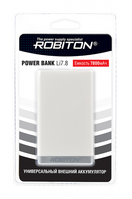 Внешний аккумулятор ROBITON POWER BANK Li7.8-W 7800мАч белый BL1