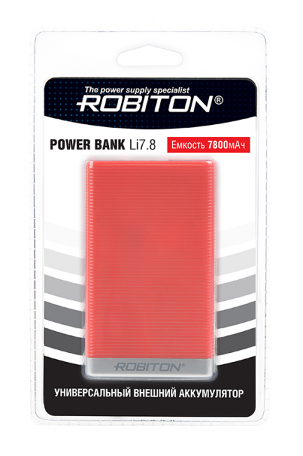 Внешний аккумулятор ROBITON POWER BANK Li7.8-R 7800мАч красный BL1