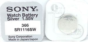 Батарейка SONY SR1116SW     366 (0%Hg)