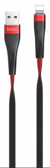 Кабель HOCO U39 USB (m)-Lightning (m) 1.2м 2.4A ткань красный черный
