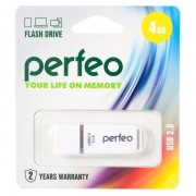 USB Flash PERFEO PF-C01W004 USB 4GB белый BL1