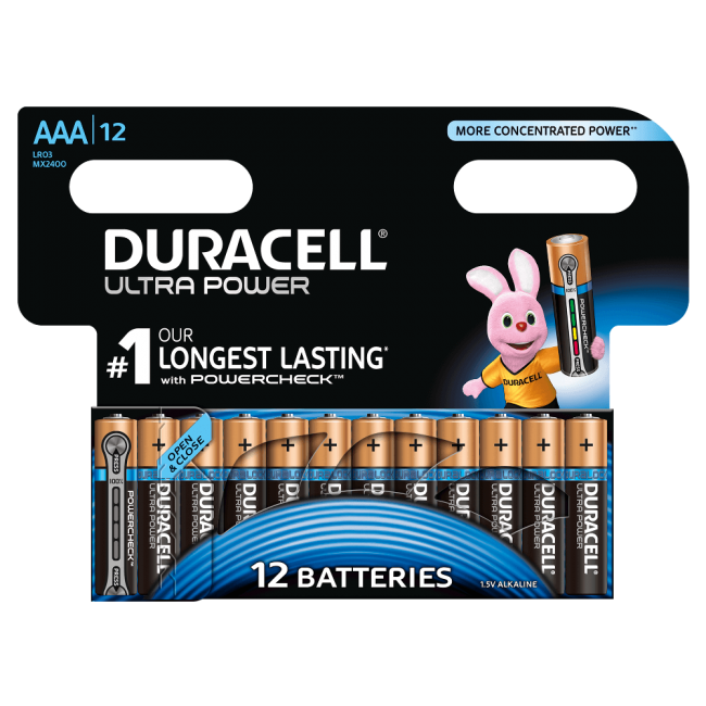 Батарейка DURACELL ULTRA POWER LR03 BL12, упаковка 12 шт.