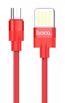 Кабель HOCO U55 USB (m)-microUSB (m) 1.2м 2.4A ткань красный