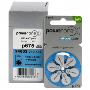 Батарейка PowerOne IMPLANT PLUS + ZA675 BL6 Zinc Air 1.45V, 6 шт в упаковке. (для слуховых аппаратов) 