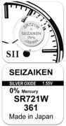 Батарейка SEIZAIKEN 361 (SR721W) Silver Oxide 1.55V