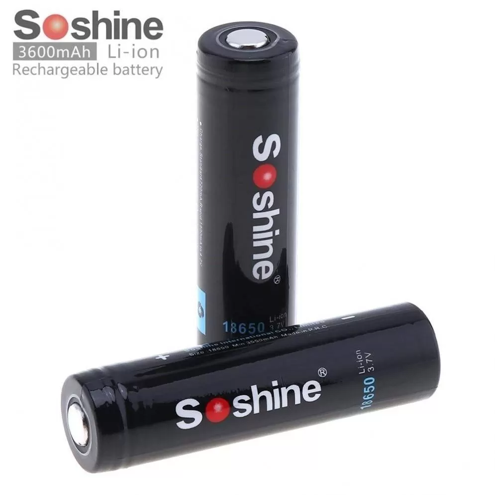 Аккумулятор Li-Ion Soshine 18650P - 3,7 V - 3600 mAh перезаряжаемый (с защитой)