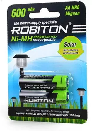 Аккумулятор ROBITON 600MHAA-2 SOLAR BL2,  упаковка 2 шт.