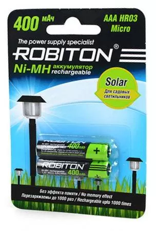 Аккумулятор ROBITON 400MHAAA-2 SOLAR BL2,  упаковка 2 шт.
