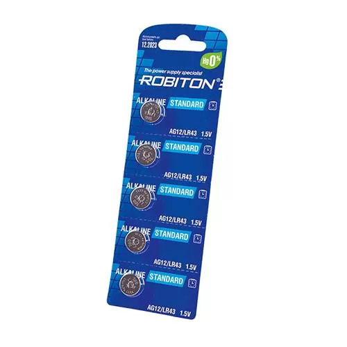 Батарейка ROBITON STANDARD R-AG12-0-BL5 AG12 LR43 BL5