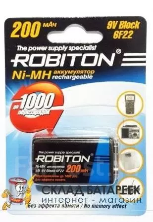 Аккумулятор крона ROBITON 200MH9 BL1 HR22
