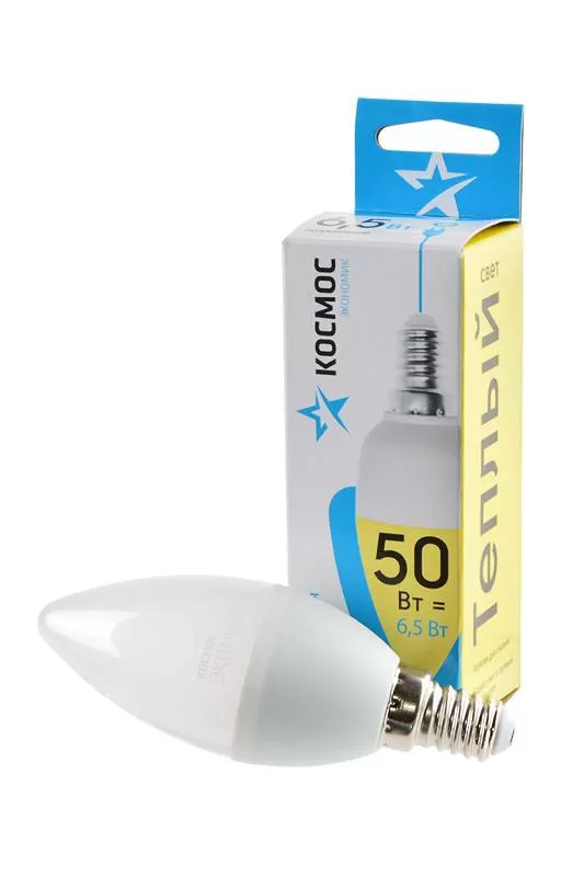 Светодиодная лампа КОСМОС ЭКОНОМИК LED6.5wCNE1430 6.5Вт E14 3000K BL1