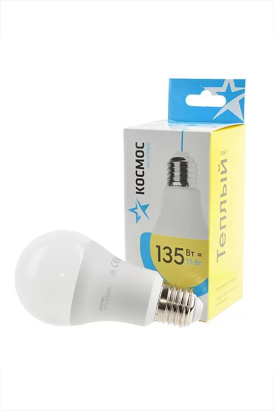 Светодиодная лампа КОСМОС ЭКОНОМИК LED15wA60 Е27 3000K