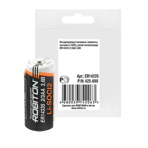 Батарейка ROBITON ER14335 ER14335 2/3AA PH1, 1 штука.