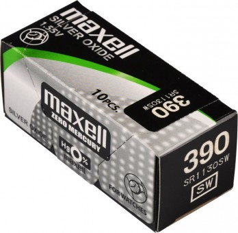 Батарейка MAXELL SR1130SW 390  (0%Hg), в упак 10 шт