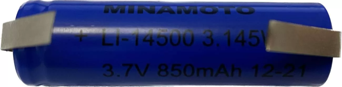 Аккумулятор Li-Ion Minamoto Li-14500 FT - 3,7 - 850 mAh лепестковыми выводами PK1 (без защиты)