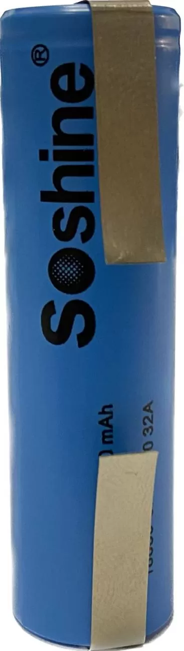 Аккумулятор LiFePO4  Soshine  IFR18650 FT - 3.2 V - 1800 mAh с лепестковыми выводами без защиты
