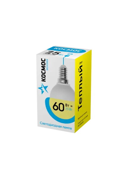 Светодиодная лампа КОСМОС ЭКОНОМИК LED7.5wGL45 E14 3000K