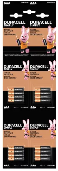 Батарейка DURACELL SIMPLY LR03 отрывной (2*10) BL20, 20 шт. в упаковке