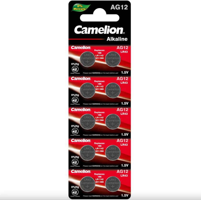 Батарейка Camelion LR43 AG12-BP10(0%Hg) AG 12 386 BL10