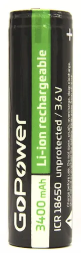 Аккумулятор Li-ion GoPower 18650 (Pan. NCR18650B) Shrink 1 3.6V 3400mAh без защиты