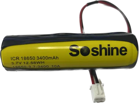 Аккумулятор Li-Ion Soshine 18650 - с разъемом XH2.54 3.7 V  - 3400 mAh перезаряжаемый (без защиты)