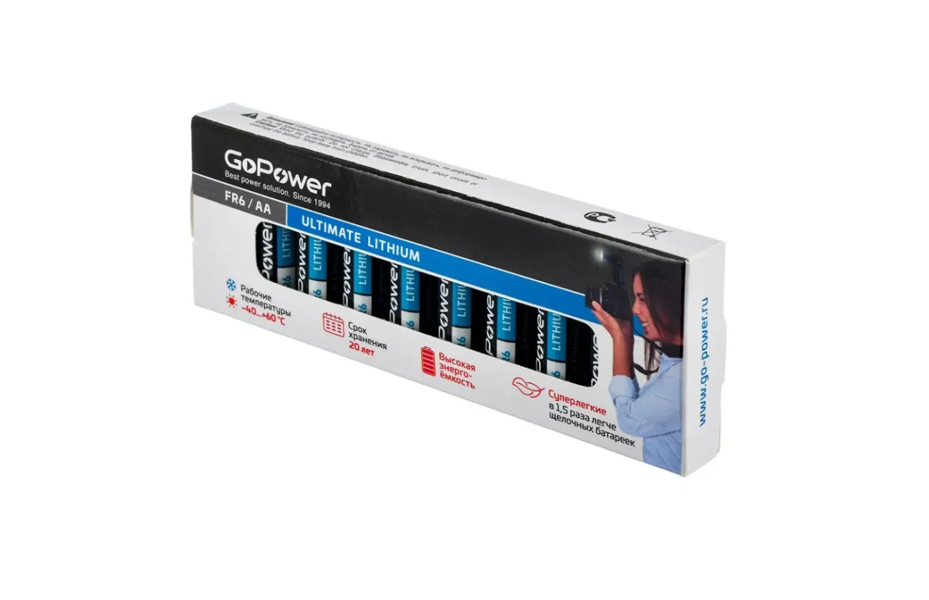 Батарейка GOPOWER FR6 AA BOX-10 Lithium