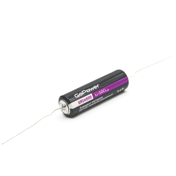Батарейка GoPower ER14505 PC1 Li-SOCl2 3.6V axial с выводами 2600 мАч