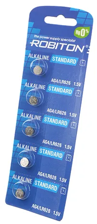 Батарейка ROBITON STANDARD R-AG4-0-BL5 (0% Hg) AG4 LR626 377 LR66 BL5