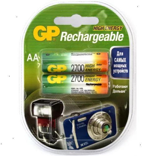 Аккумулятор GP R6 AA NI-MH 2700mAh BL2, упаковка 2 шт.