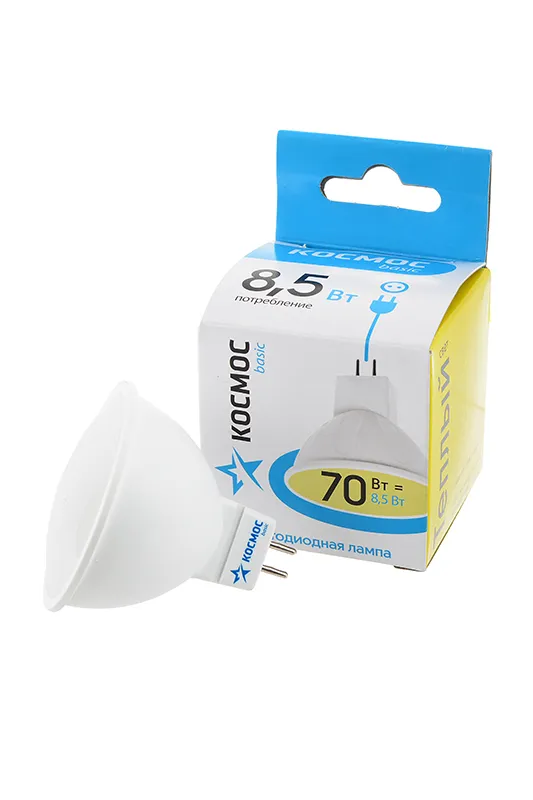 Светодиодная лампа КОСМОС BASIC LED8.5wJCDRC30 8,5Вт GU5.3 3000K BL1