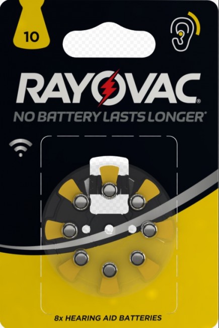 Батарейка для слуховых аппаратов RAYOVAC 10 BL8, 8 шт. в упаковке.