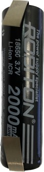 Аккумулятор ROBITON LI18650-2000NP-FN с выводами под пайку без защиты PK1
