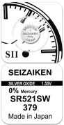 Батарейка SEIZAIKEN 379 (SR521SW) Silver Oxide 1.55V