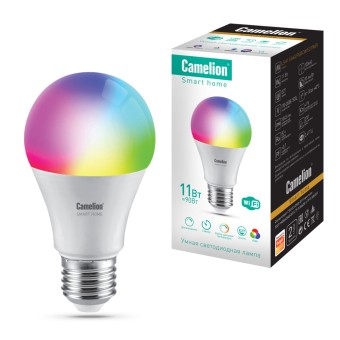 Лампа светодиодная Camelion A60 E27 11W 220V груша Smart Home RGB+WiFi