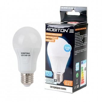 Лампа светодиодная ROBITON LED A60-12W-4200K-E27 BL1