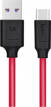 Кабель HOCO X11 USB (m)-Type-C (m) 1.2м 5.0A силикон черно красный 