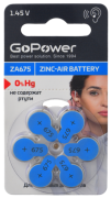 Батарейка GoPower ZA675 BL6 Zinc Air 6 шт в упаковке