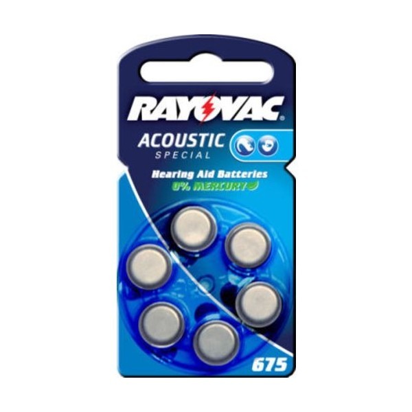Батарейка RAYOVAC 675 BL6, 6 шт. в упаковке