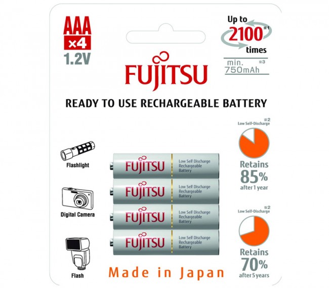 Аккумулятор профессиональный FUJITSU R03 AAA BL4 NI-MH 800mAh, упаковка 4 шт.