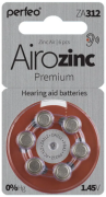 Батарейка PERFEO Airozinc Premium ZA312 BL-6 Zinc Air 1.45V, 6 в упаковке.