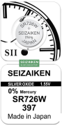 Батарейка SEIZAIKEN 397 (SR726SW) Silver Oxide 1.55V