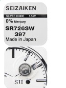 Батарейка SEIZAIKEN 397 (SR726SW) Silver Oxide 1.55V
