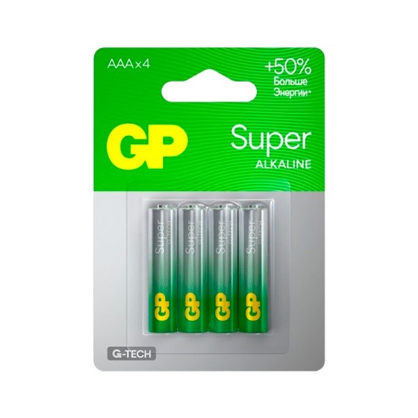 Батарейка GP Super 24A-2CR4 LR03 G-TECH AAA BL4 Батарейка GP Super 24A-2CR4 LR03 G-TECH AAA BL4