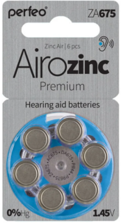 Батарейка PERFEO Airozinc Premium ZA675 BL-6 Zinc Air 1.45V, 6 в упаковке.