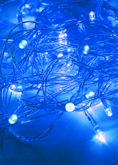 Гирлянда КОСМОС KOC_GIR100LED_B 100LED, 8 режимов мигания, синий, 10.8м Гирлянда КОСМОС KOC_GIR100LED_B 100LED, 8 режимов мигания, синий, 10.8м