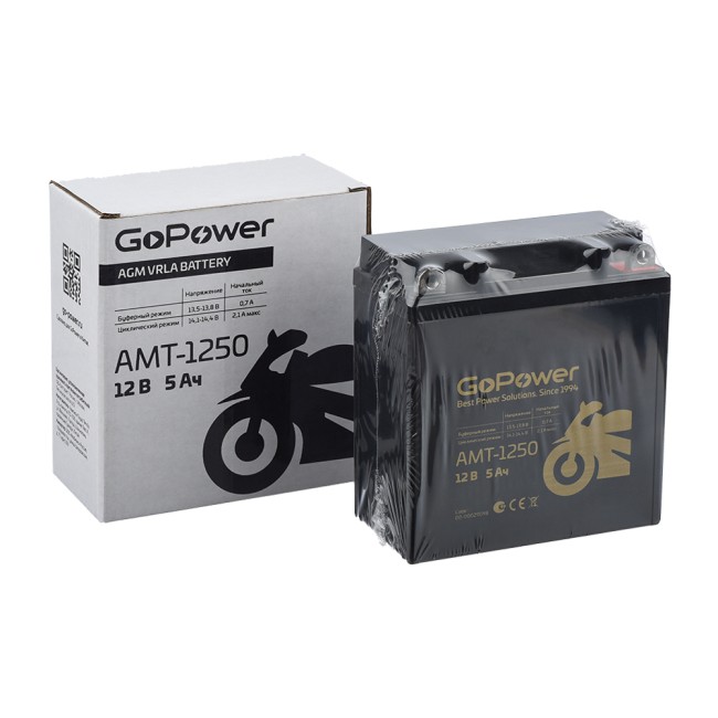 Мото аккумулятор GoPower 12V 5Ah 12-05