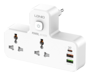 LDNIO SC2311/ Сетевой разветвитель/ 2  розетки + LED Ночник/ 2500W/ 3 USB: QC 3.0+PD 3.0 20W/ White