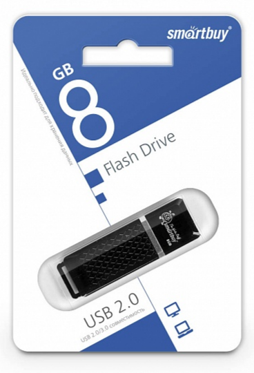 Флеш-накопитель Smartbuy Quartz 8GB USB2.0 пластик черный